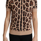 Elegant Leopard Print Wool Turtleneck Top