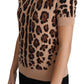 Elegant Leopard Print Wool Turtleneck Top