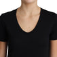 Elegant Wool Black Round Neck T-Shirt