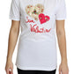 Crystal-Embellished White Cotton Tee