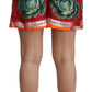 Elegant High Waist Cabbage Print Silk Shorts