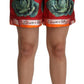 Elegant High Waist Cabbage Print Silk Shorts