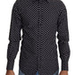 Elegant Polka Dot Men's Long Sleeve Shirt