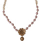 Elegant Pink Pearl Crystal Necklace