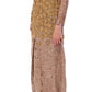 Exquisite Gold Lace Maxi Dress with Crystals