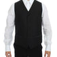 Elegant Gray Wool Silk Blend Dress Vest
