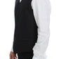 Elegant Gray Wool Silk Blend Dress Vest
