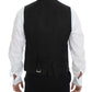 Elegant Gray Wool Silk Blend Dress Vest