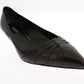 Chic Brown Leather Kitten Heel Pumps