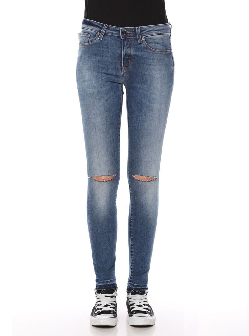 Blue Cotton Women Jeans