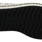 Elegant White Canvas Leather Loafers