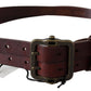 Elegant Leather Waist Belt with Bronze Buckle