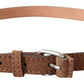 Elegant Slim Leather Waist Belt in Brown