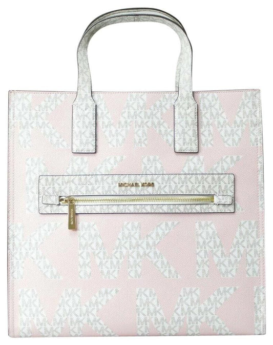 Kenly Large Leather Graphic Logo NS Tote Handbag (Powder Blush Multi/Vanilla)