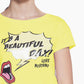 Yellow Cotton Women T-Shirt