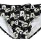 Chic Black Logo Print Swim Briefs