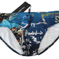 Sleek Blue Portocervo Print Swim Briefs