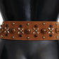 Studded Gold Detail Brown Leather Belt