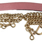 Chic Pink and Gold Leather Chain Strap Accessory