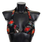 Chic Heart Print Bikini Top - Black Elegance