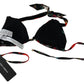 Chic Heart Print Bikini Top - Black Elegance