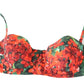 Floral Elegance Red Bikini Top