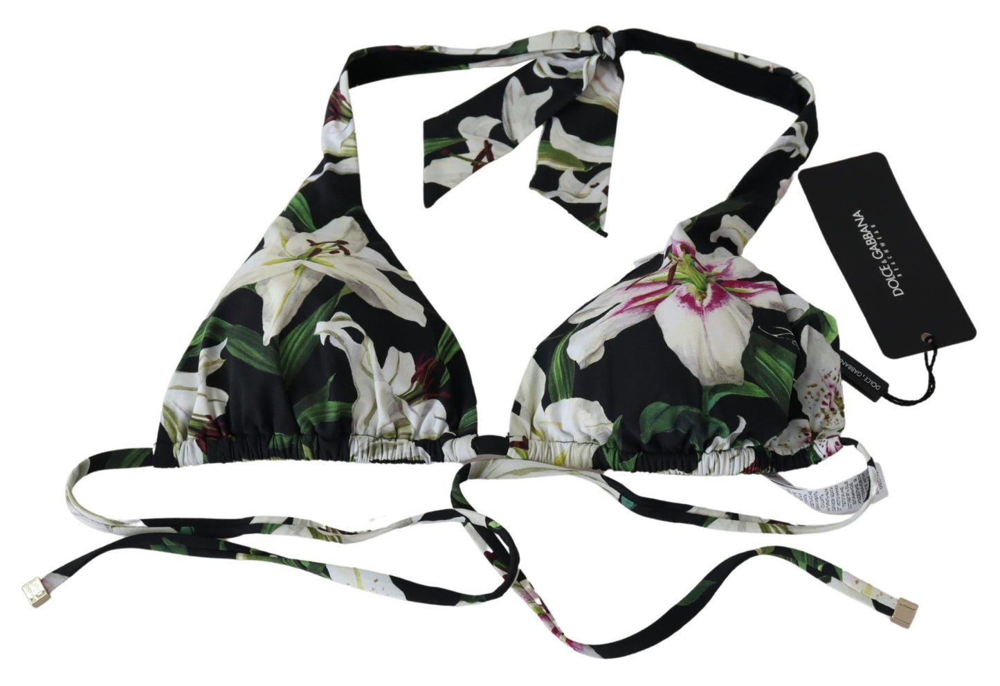 Elegant Lilies Print Bikini Top for Summer Escapes