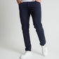 Navy Blue Slim-Fit Cotton Stretch Trousers