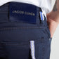 Navy Blue Slim-Fit Cotton Stretch Trousers