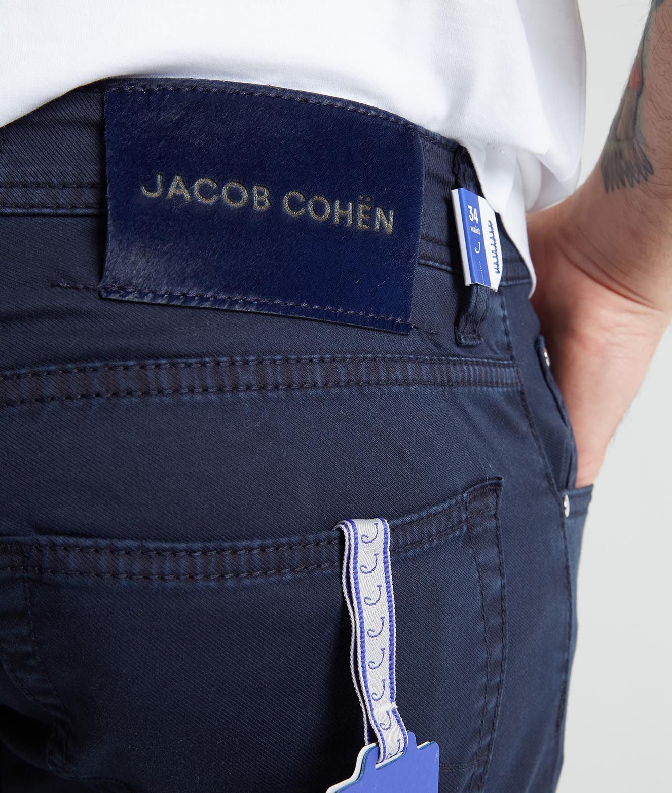 Navy Blue Slim-Fit Cotton Stretch Trousers