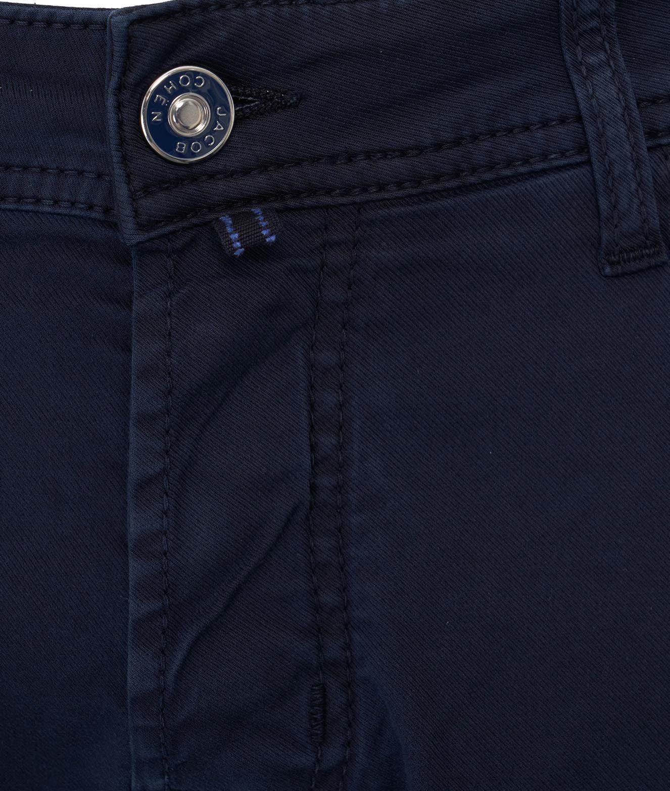 Navy Blue Slim-Fit Cotton Stretch Trousers