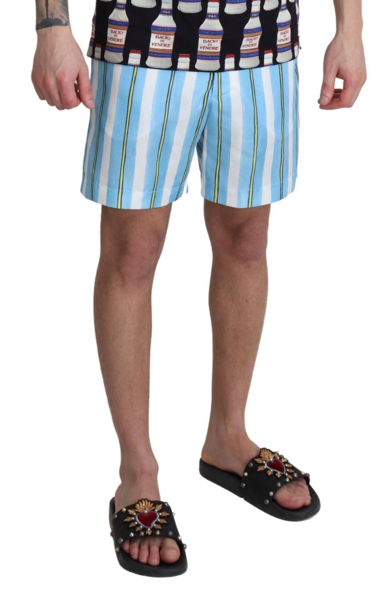 Chic Striped Expandable Swim Shorts
