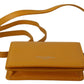 Sunny Yellow Leather Bifold Wallet with Strap