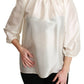 Elegant Silk Long Sleeve Cream Blouse