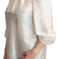 Elegant Silk Long Sleeve Cream Blouse