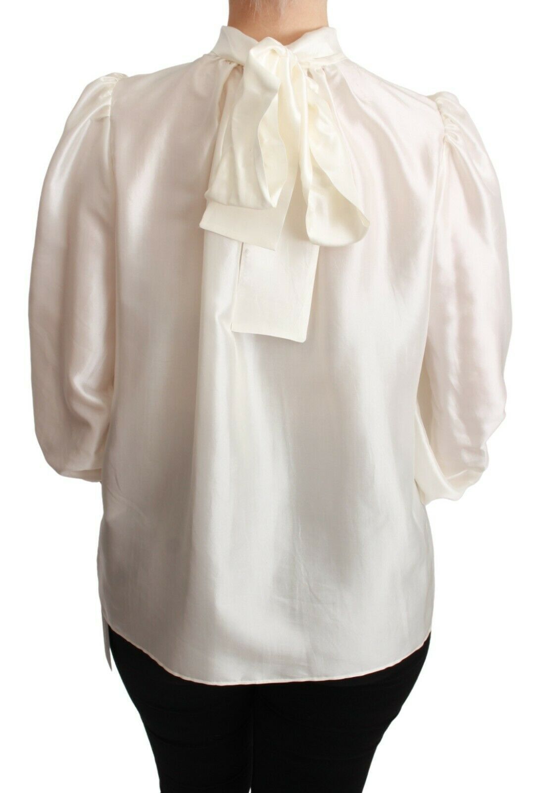 Elegant Silk Long Sleeve Cream Blouse