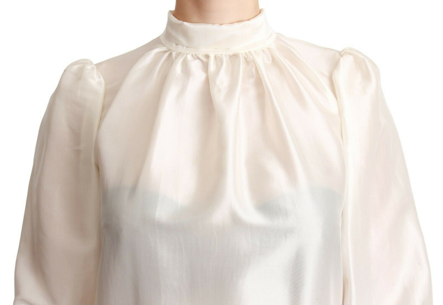 Elegant Silk Long Sleeve Cream Blouse