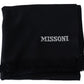 Elegant Black Wool Scarf with Logo Embroidery