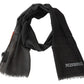 Elegant Black Wool Scarf with Embroidered Logo