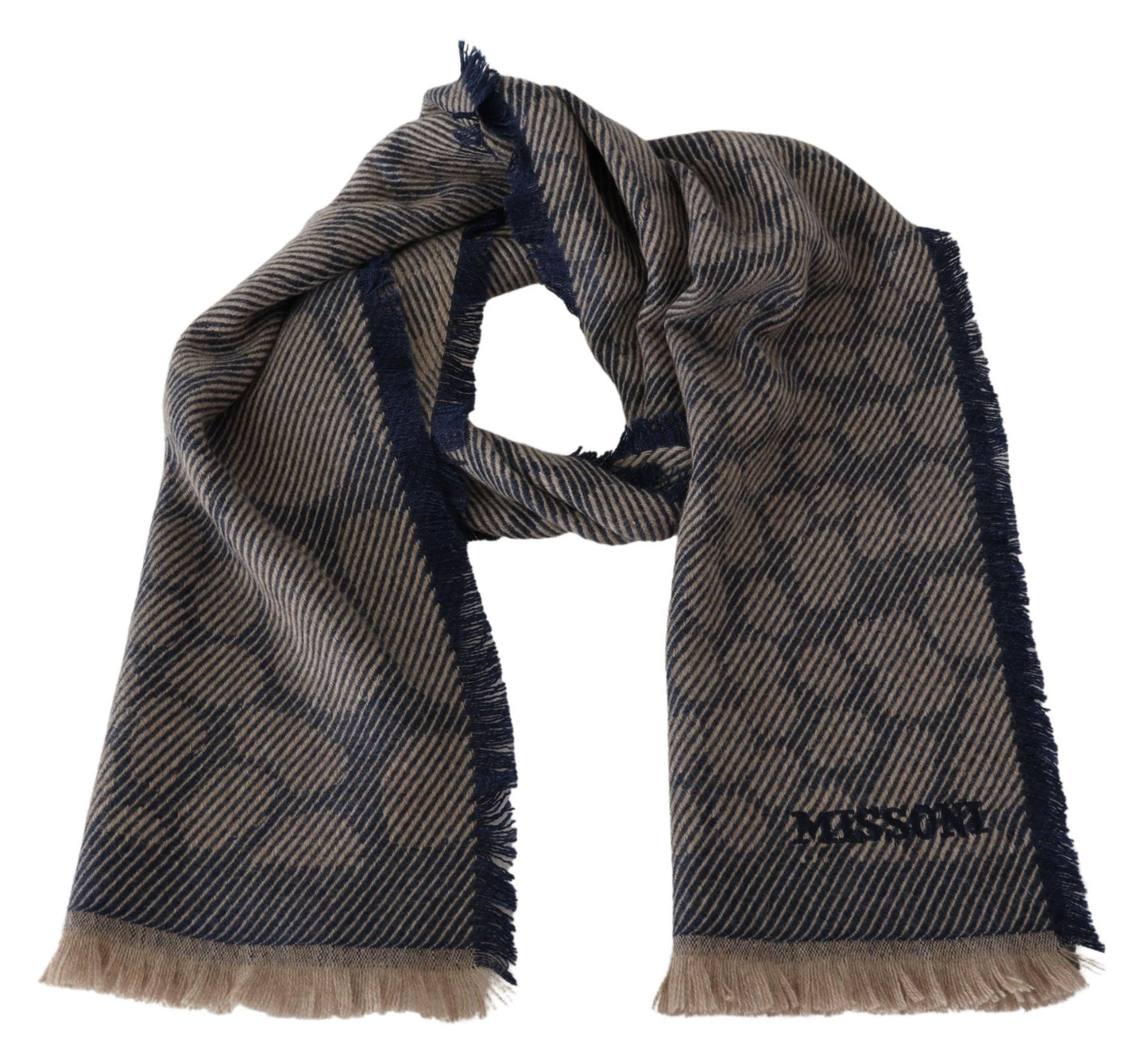 Cashmere Patterned Scarf with Logo Embroidery