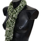 Elegant Green Wool Scarf with Floral Detail