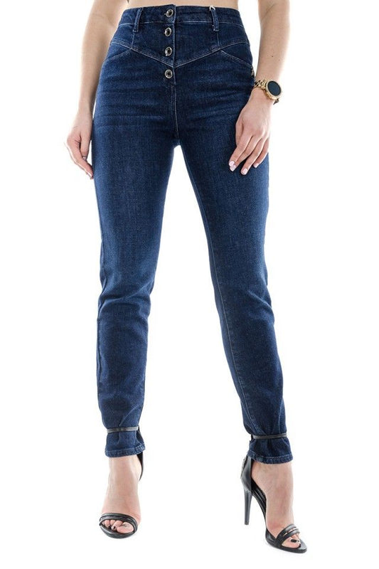 Blue Cotton Women's High-Waisted Jean