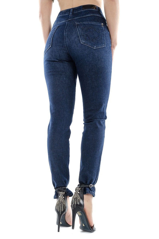 Blue Cotton Women's High-Waisted Jean