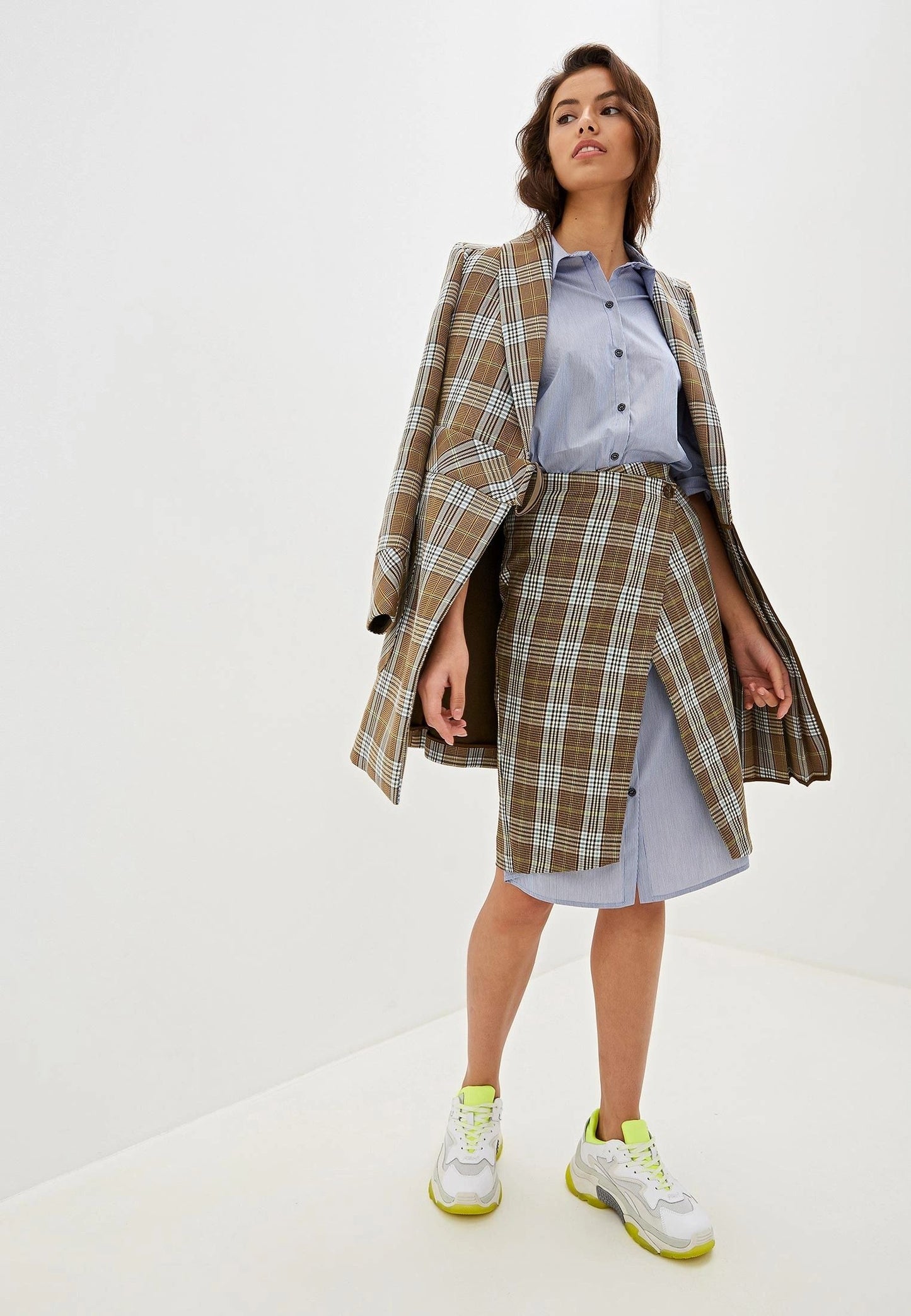 Elegant Tartan Detail Long Dress