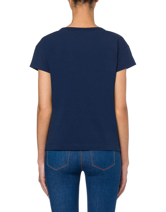 Navy Blue Cotton Women T-Shirt