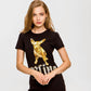 Black Cotton Women T-Shirt