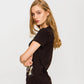 Black Cotton Women T-Shirt