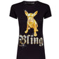 Black Cotton Women T-Shirt