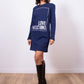 Blue Cotton Women Sweatshirt Dress