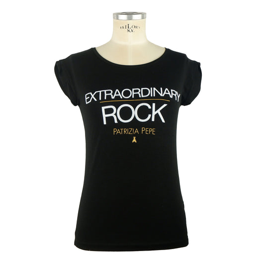Black Cotton Women T-Shirt